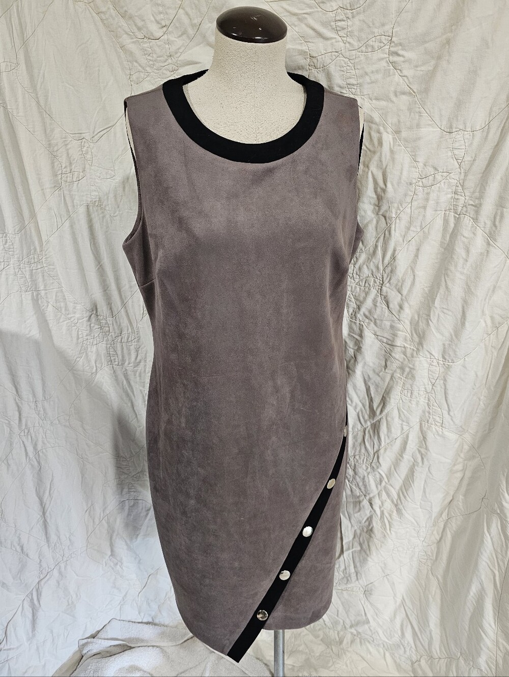 Tommy Hilfiger Faux Suede Sleeveless Assymetrical Sheath Dress Size 12